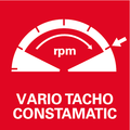 Konstans/ Vario-Tacho-Constamatic (VTC) teljes hullámú elektronika állítókerékkel: Az anyaghoz illő fordulatszámmal való munkavégzés érdekében, amely terhelés alatt is konstans marad