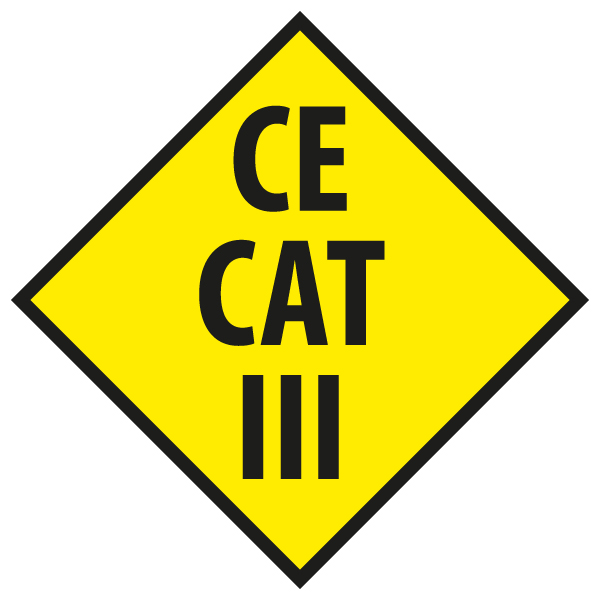 CE CAT III jelöléssel ellátott, 3-as kategóriájú védoeszköz