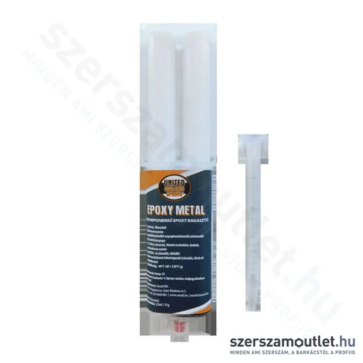 UNITED SEALANTS EPOXY METAL Ikerfecskendős, kétkomponensű ragasztó folyékony fém 25ml (5 perc)