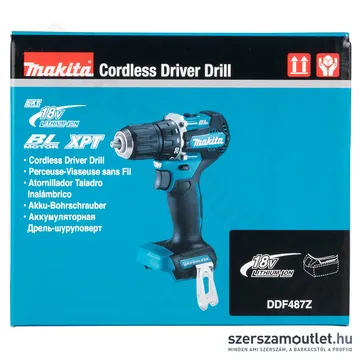 MAKITA DDF487Z Akkus szénkefementes fúró-csavarbehajtó (18V) (Akku és töltő nélkül!)