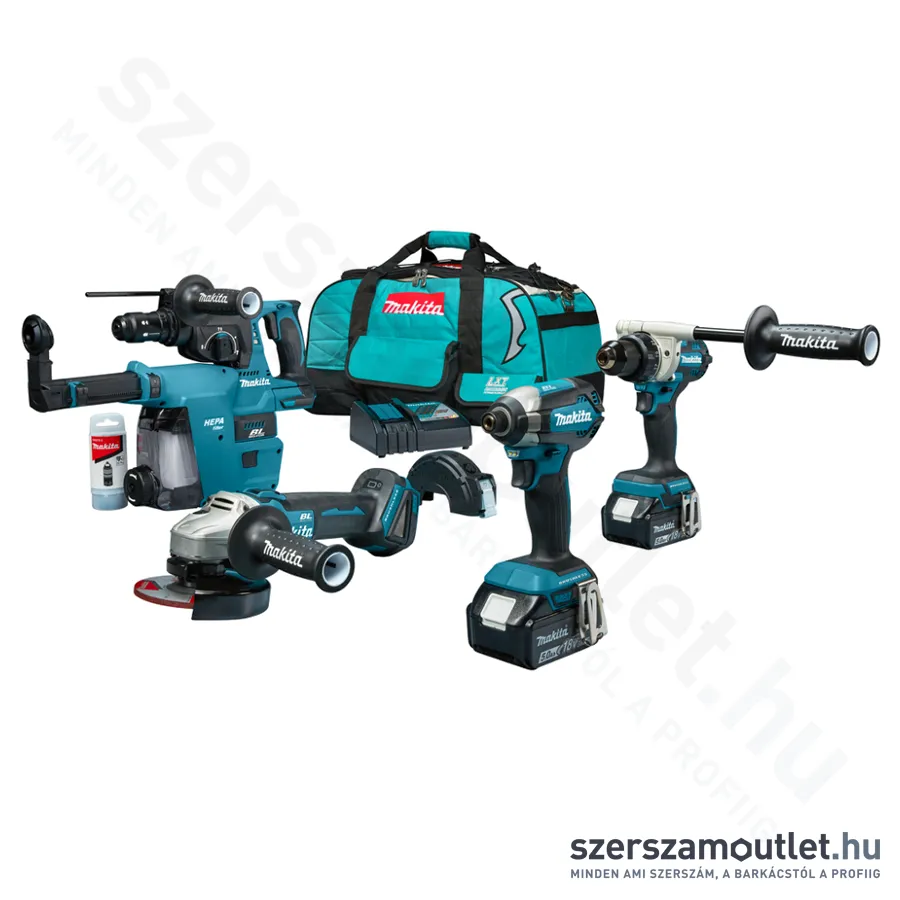 MAKITA DLX4155TX1 L gépszett DDF486+DGA504+DHR243+DTD153+DX07 (2x5,0Ah/18V)