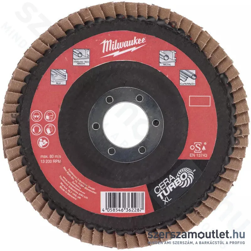 MILWAUKEE SLC XL 50/115 Kerámia szemcsés lamellás csiszolótárcsa 115mm G80 (1db)
