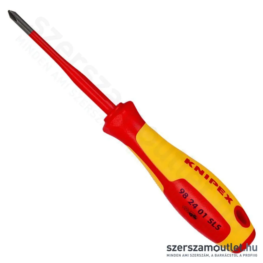 KNIPEX VDE Csavarhúzó kereszthornyos csavarokhoz, Phillips, 187mm (98 24 01 SLS)