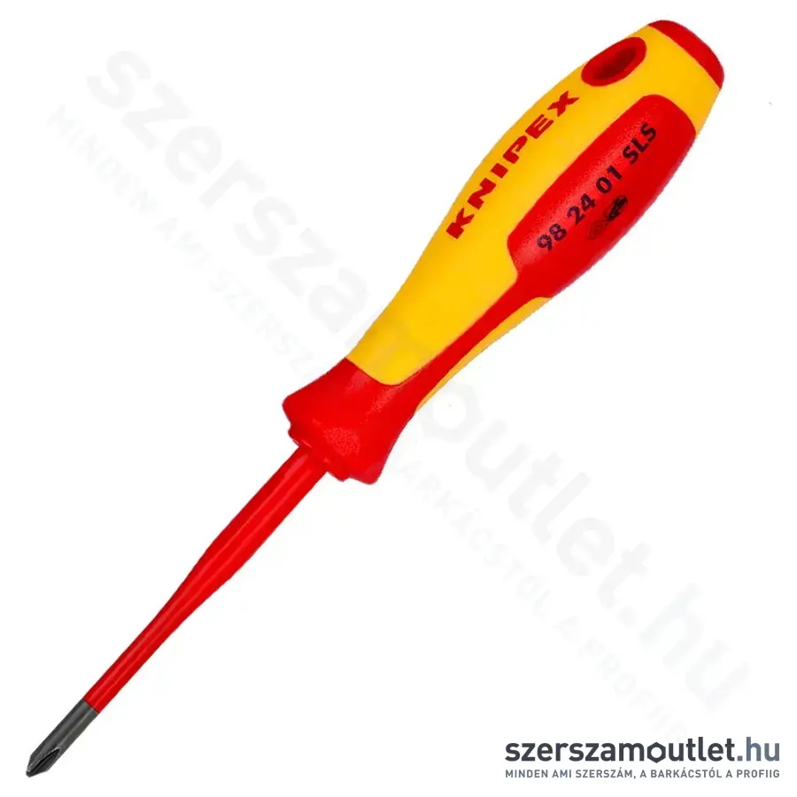 KNIPEX VDE Csavarhúzó kereszthornyos csavarokhoz, Phillips, 187mm (98 24 01 SLS)