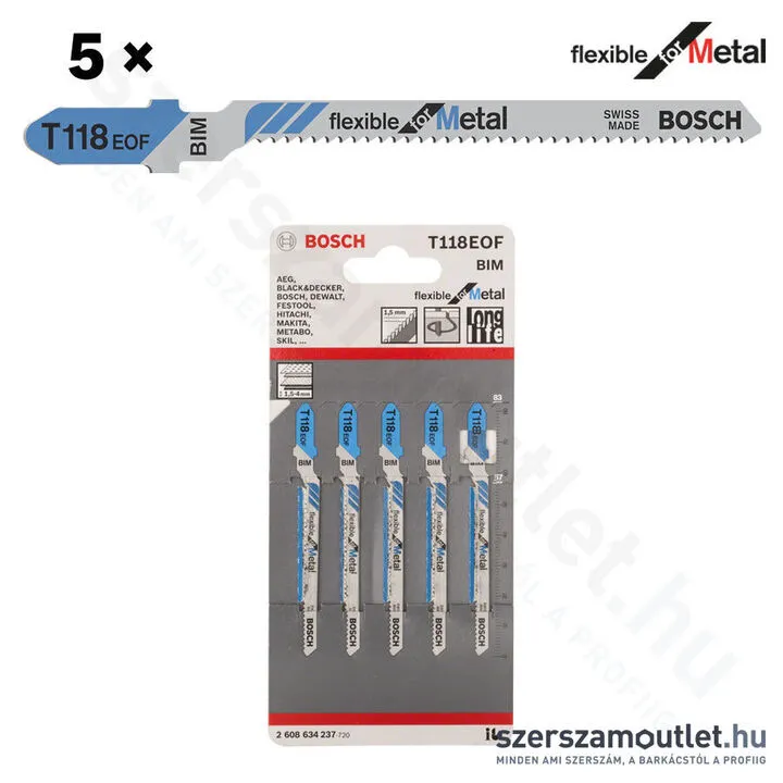 BOSCH T 118 EOF Flexible for Metal szúrófűrészlap 83mm [5db/csomag] (2608634237)