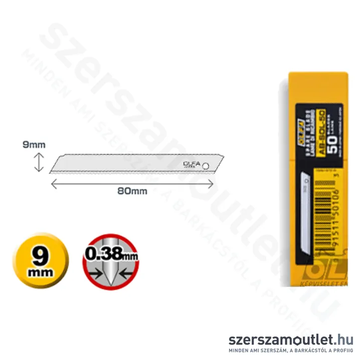 OLFA AB-SOL Penge 9mm | NEM tördelhető [50db] (AB-SOL-50)
