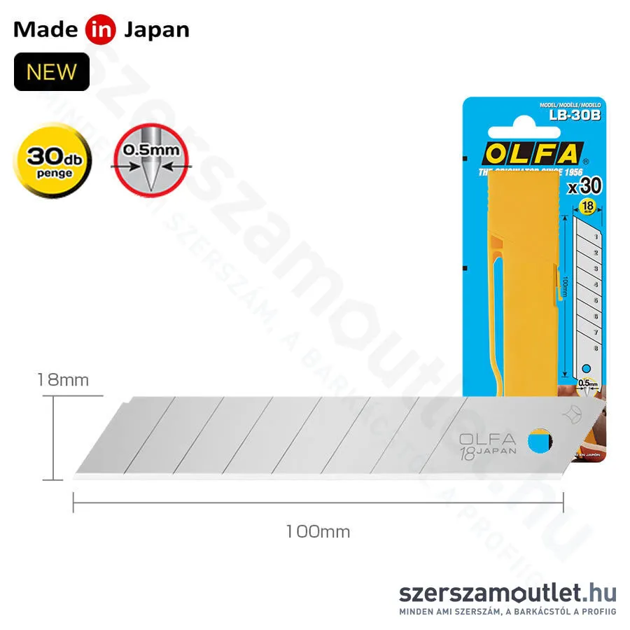 OLFA LB Penge 18mm | tördelhető | akasztófüles tokban [30db] (LB-30B)
