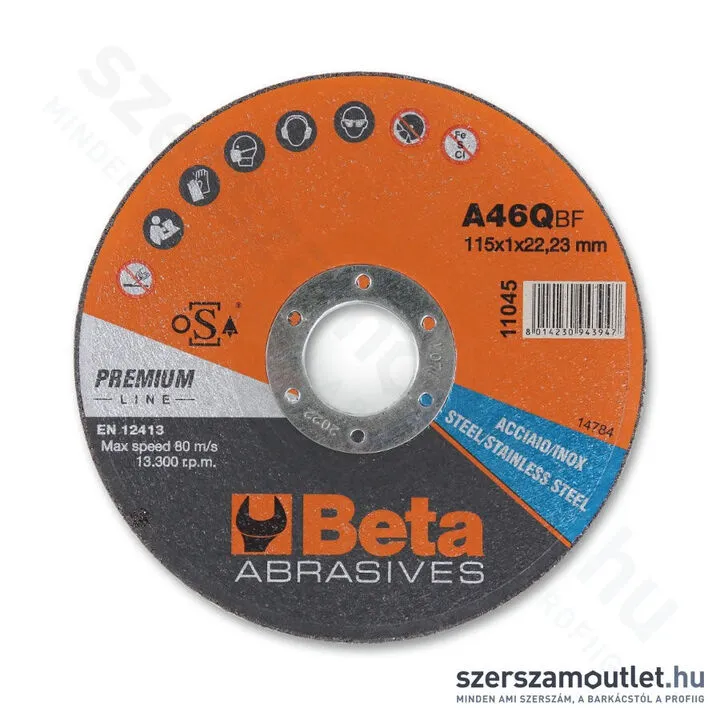 BETA 11046 INOX Vágókorong rozsdamentes acélhoz 115×1,0×22,23mm (110460010)