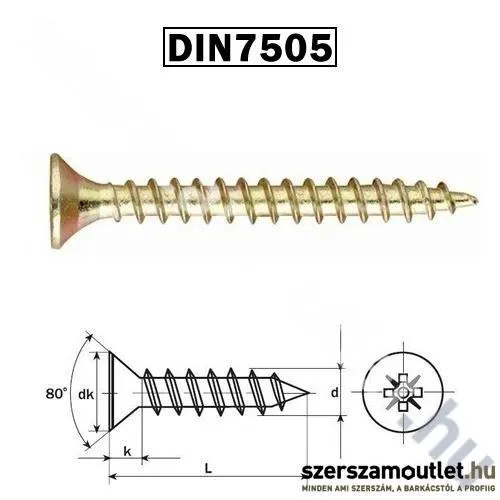 KOELNER Faforgácslapcsavar D2,5x16mm SF.KH. DIN7505 SHorg./100db