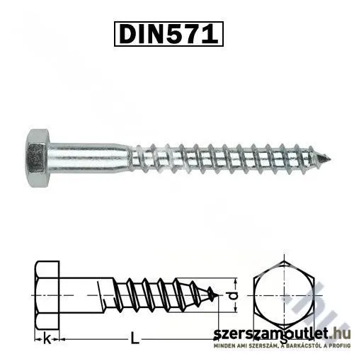 KOELNER Állványcsavar D8x240mm HLF.facsavar DIN571/20db