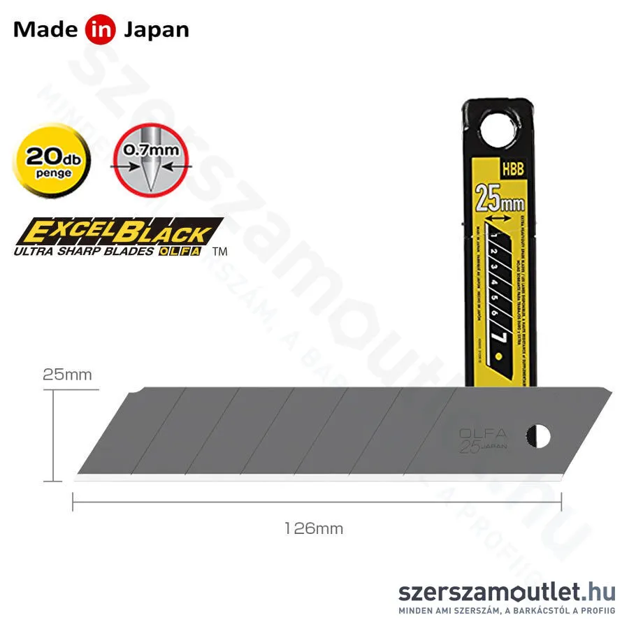 OLFA HBB Penge 25mm | keskenyebb élszögű | tördelhető [20db] (HBB-20B)