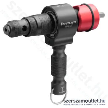 FORTUM Popszegecs adapter készlet fúrógéphez (POP-NUT) kofferben (2,4-6,4mm/M3-M12)
