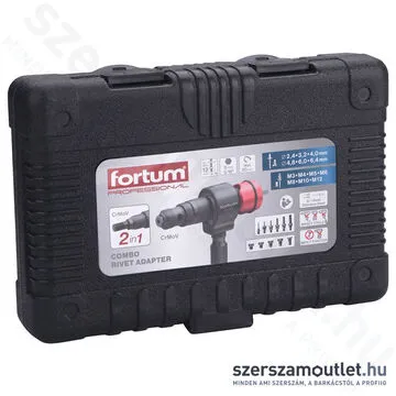 FORTUM Popszegecs adapter készlet fúrógéphez (POP-NUT) kofferben (2,4-6,4mm/M3-M12)