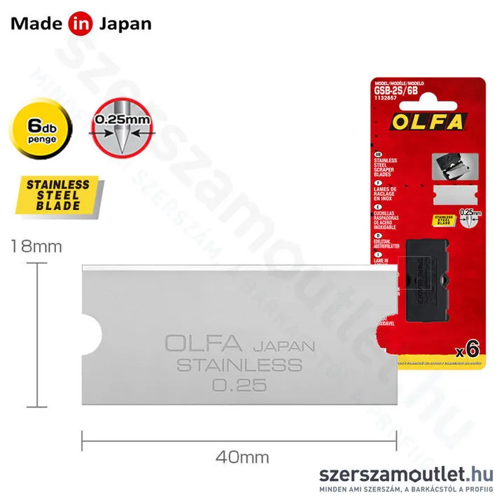 OLFA GSB-2S Rozsdamentes kaparó penge [6db] (GSB-2S/6B)