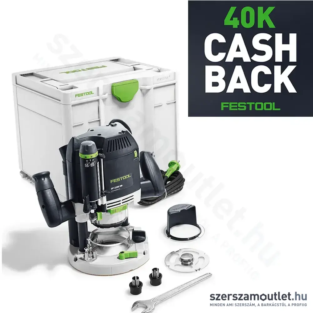 FESTOOL OF 2200 EB-Plus felsőmaró Systainer-ben (2200W/6-12,7mm) CASHBACK