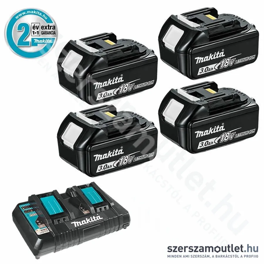 MAKITA Akku szett 4db BL1830 szett Li-ion 18V/3,0Ah + DC18RD töltő