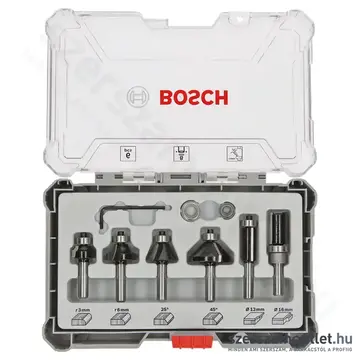BOSCH Színelő és szélező horonymarószár készlet, 8mm-es szárral, 6 részes (2 607 017 469)