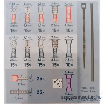 EXTOL Vezeték csupaszító és krimpelő fogó + saru készlet 230 részes (0,2-6mm)