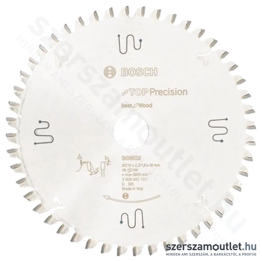 BOSCH Körfűrészlap fához, Top Precision Best for Wood, 216x2,3/1,8x30mm, 48fog (2 608 642 101)