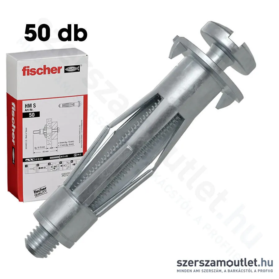 FISCHER HM S Üreges fémdübel metrikus csavarral 6x52mm [50db/doboz] (519778)
