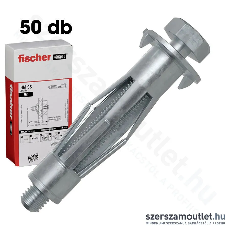 FISCHER HM SS Üreges fémdübel hatlapfejű csavarral 8x54mm [50db/doboz] (519783)