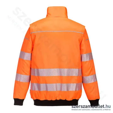 PORTWEST PW302 Hi-Vis 3 az 1-ben Jól láthatósági pilóta kabát [Narancs/Fekete] (PW302OBR)