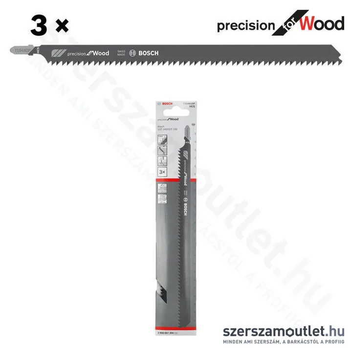 BOSCH T 1044 DP Precision for Wood szúrófűrészlap 250mm [3db/csomag] (2608667394)