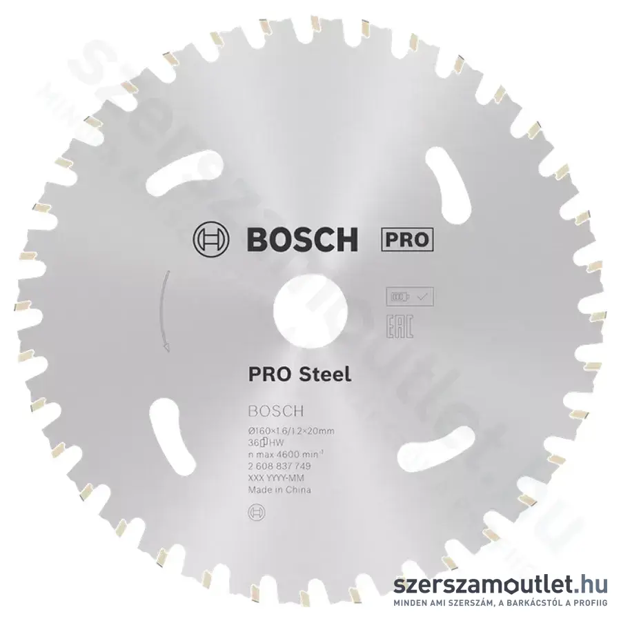 BOSCH Körfűrészlap, Standard for Steel, 160x1.6/1.2x20mm, 36 fog (2 608 837 749)