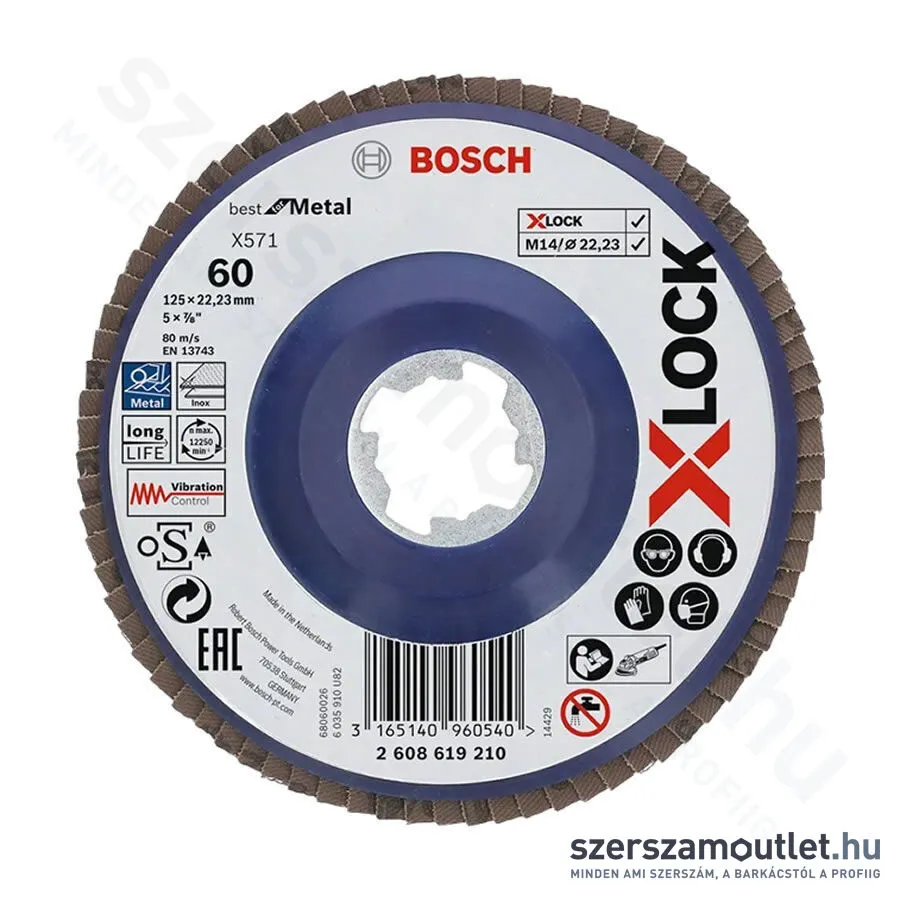 BOSCH X-LOCK X571 Best for Metal lamellás csiszolótárcsa 125x22,23mm G60 (2608619210)