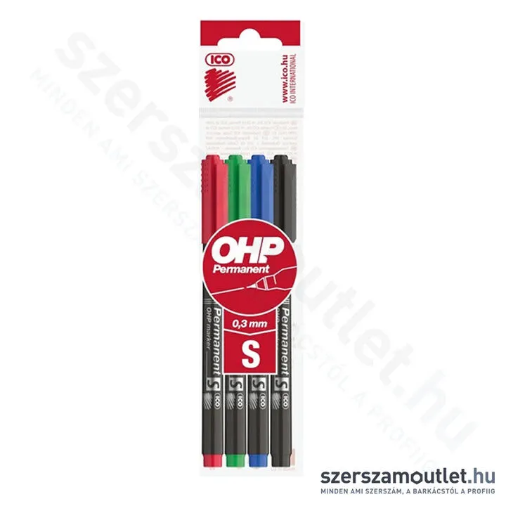 ICO OHP Permanent marker alkoholos jelölőfilc készlet 0,3mm 4 részes (9070038000)
