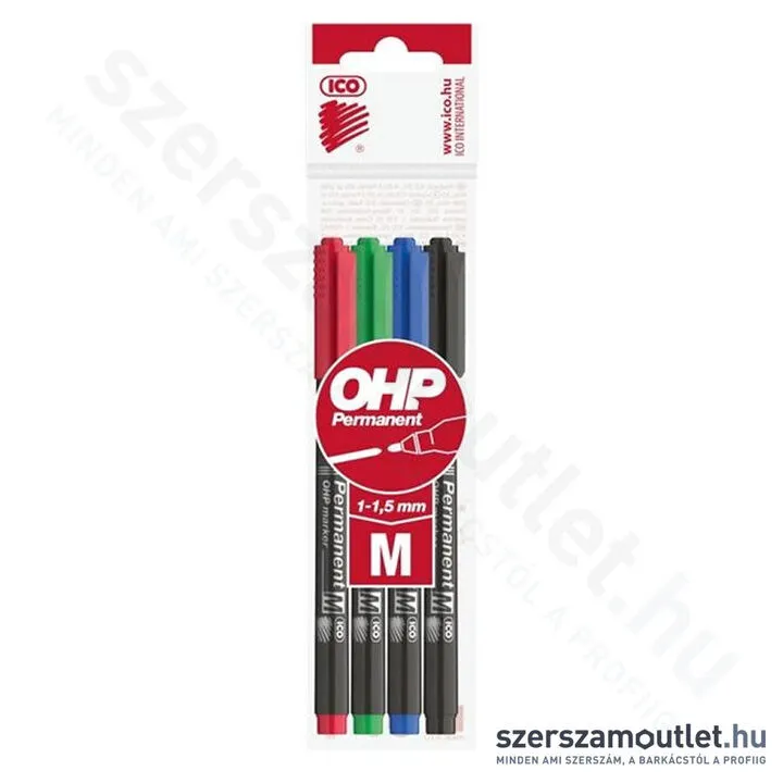 ICO OHP Permanent alkoholos marker 1-1,5mm készlet, 4 részes (9580040000)