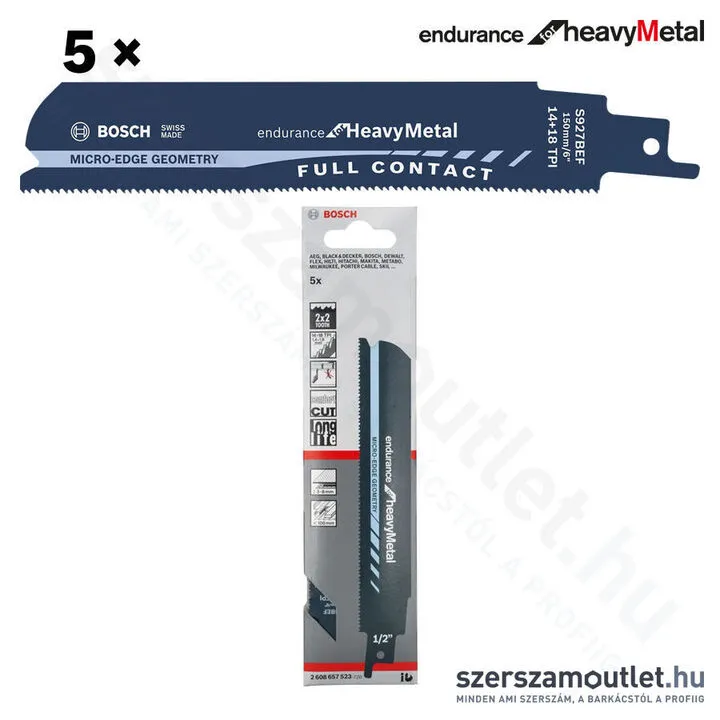 BOSCH S 927 BEF Endurance for Heavy Metal szablyafűrészlap 150x25x1,1mm [5db/csomag] (2608657523)