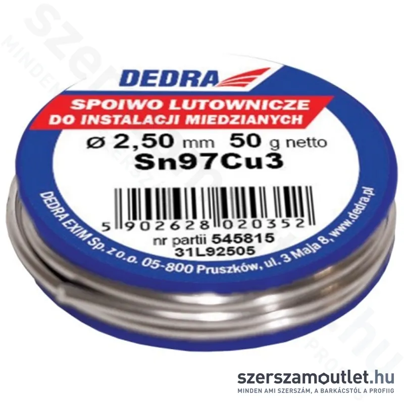 DEDRA Forrasztóón ÓLOMMENTES 2,5mm, 50g (31L92505)