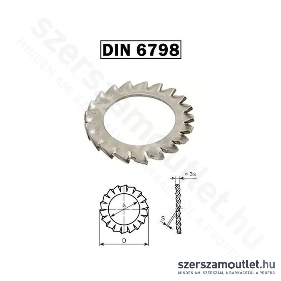 KOELNER Fogazott alátét M4 Horganyzott, külsőfogazású DIN6798 /100db (KO50785)