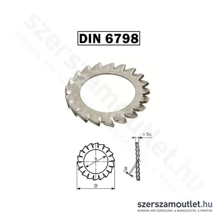 KOELNER Fogazott alátét M4 Horganyzott, külsőfogazású DIN6798 /100db (KO50785)