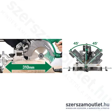 HIKOKI C3607DRA-WRZ Akkus gérvágó, csúszósínes, 185mm (2x2,5Ah/36V) MULTI VOLT(36V)