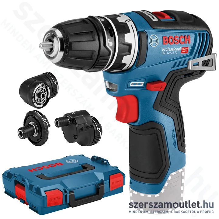 BOSCH GSR 12V-35 FC Akkus fúró-csavarbehajtó L-Boxx-ban adapterekkel (12V) (Akku és töltő nélkül!)