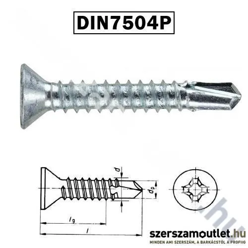 KOELNER Lemezcsavar Önfúró SFKH.D4,2×45mm DIN7504P/100db