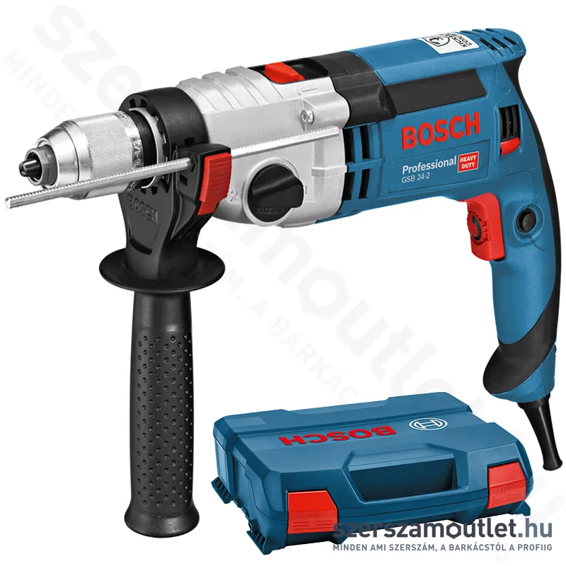 BOSCH GSB 24-2 Ütvefúrógép gyorsbefogó tokmánnyal L-CASE kofferben 1100W (060119C801)