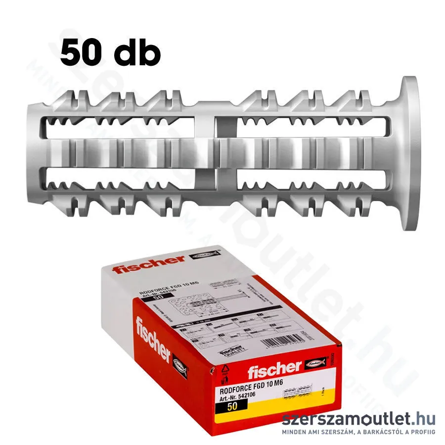 FISCHER RODFORCE FGD 10 M6 Műanyag dübel menetes szárhoz | menetes szár nélkül [50db/doboz] (542106)
