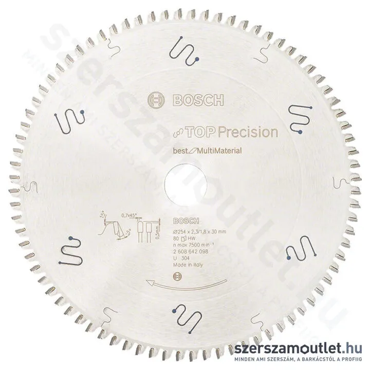 BOSCH Körfűrészlap, Top Precision Best for Multi Material, 254x2,3/1,8x30mm, 80 fog (2 608 642 098)