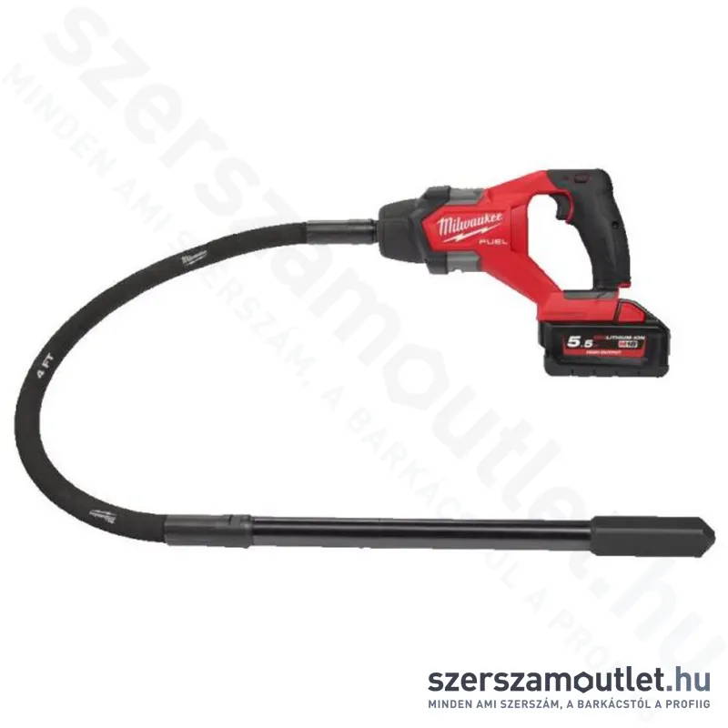 MILWAUKEE M18 FCVN12-551 Akkus tűvibrátor 1,2m-es ostorral (1x5,5Ah/18V) (4933479597)