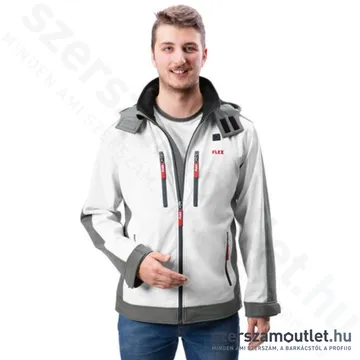 FLEX TJ WHITE XXL MEN Akkus fűthető soft-shell kabát (XXL) (10,8V/18V) (Akku és töltő nélkül!)