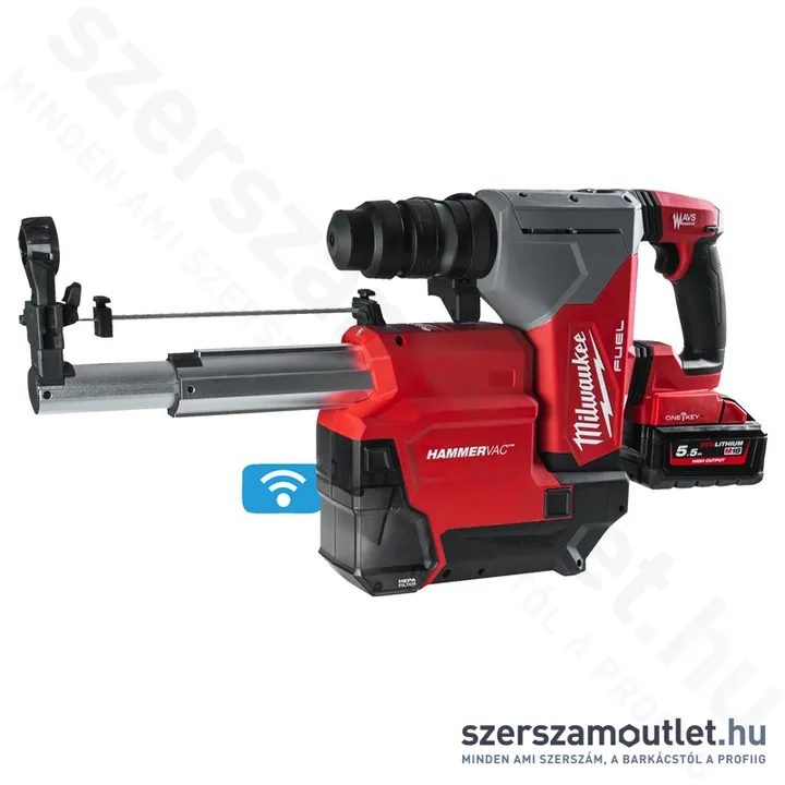 MILWAUKEE M18 ONEFHXDEL-552C Akkus fúró-vésőkalapács FIXTEC, porelszívóval kofferben (2x5,5Ah/18V)