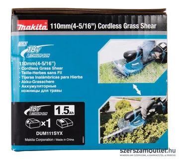 MAKITA DUM111SYX Akkus sövényvágó 1db(18V 1,5Ah)akku+töltő