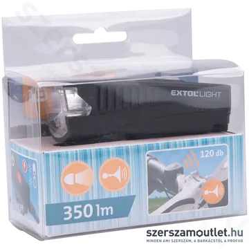 EXTOL Biciklis LED lámpa (első) beépített duda funkcióval (350lm)