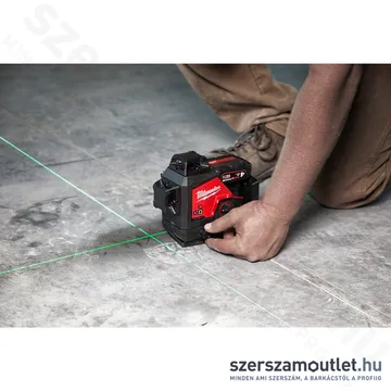 MILWAUKEE M12 3PLKIT-401P Akkus vonallézer ZÖLD (3 sík/360°), PACKOUT + tartozékok (1x4,0Ah/12V