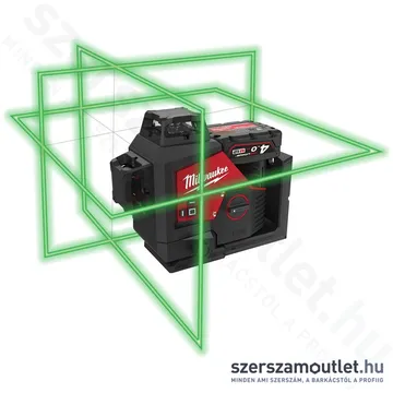 MILWAUKEE M12 3PLKIT-401P Akkus vonallézer ZÖLD (3 sík/360°), PACKOUT + tartozékok (1x4,0Ah/12V