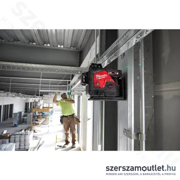 MILWAUKEE M12 3PLKIT-401P Akkus vonallézer ZÖLD (3 sík/360°), PACKOUT + tartozékok (1x4,0Ah/12V