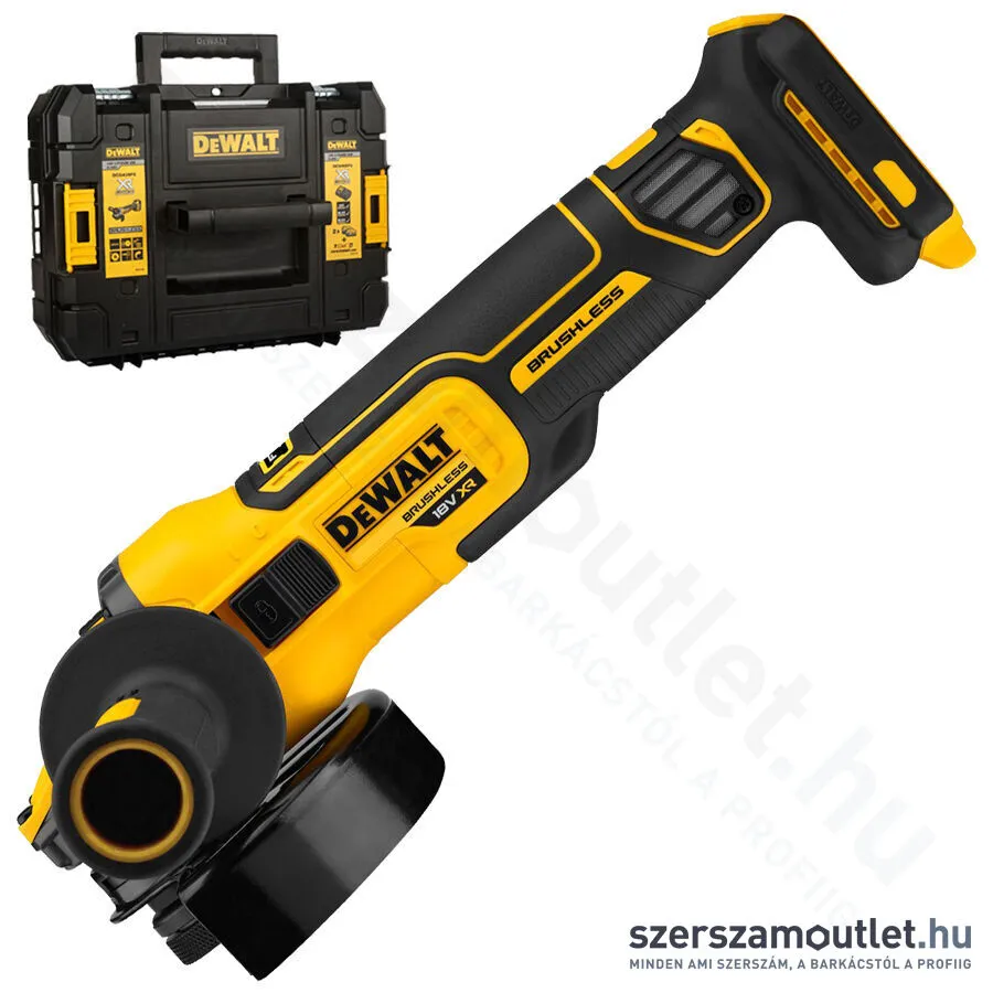 DEWALT DCG409NT-XJ Akkus sarokcsiszoló szénkefementes, kofferben (18V/125mm) (Akku és töltő nélkül!)